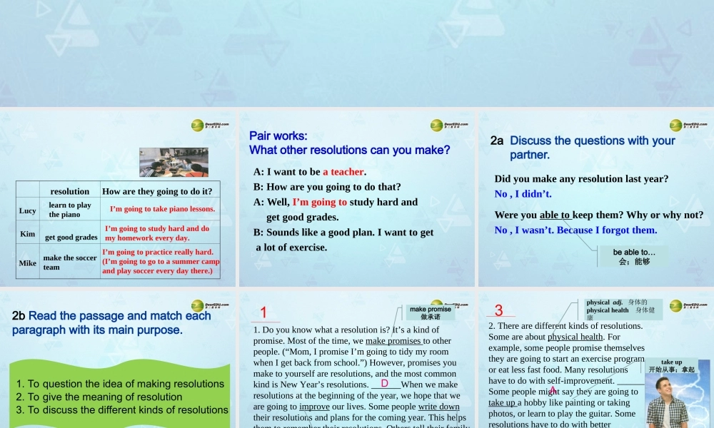 八年级英语上册 Unit 6 I’m going to study computer science Section B-2a-4课件.ppt