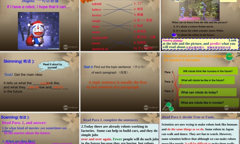 八年级英语上册 Unit 7 Will people have robots Reading课件.ppt