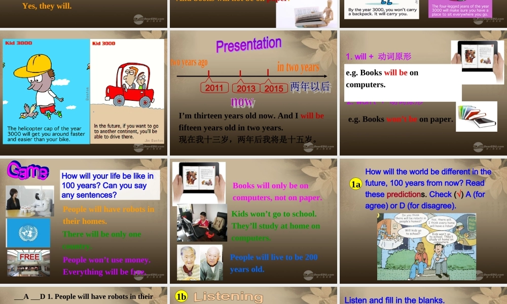 八年级英语上册 Unit 7 Will people have robots Section A 1课件.ppt