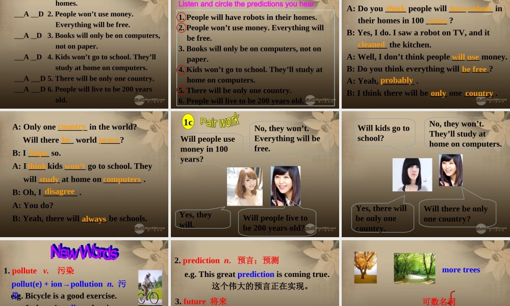 八年级英语上册 Unit 7 Will people have robots Section A 1课件.ppt