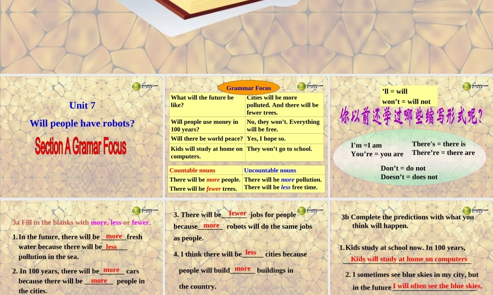 八年级英语上册 Unit 7 Will people have robots Section A-3a-3c课件.ppt