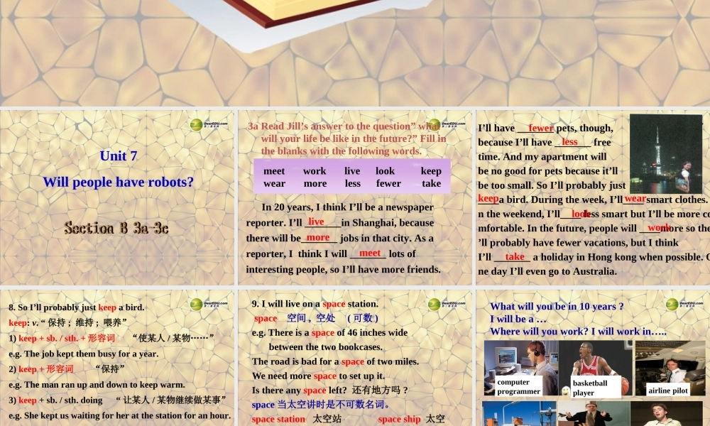 八年级英语上册 Unit 7 Will people have robots Section B-3a-3c课件.ppt