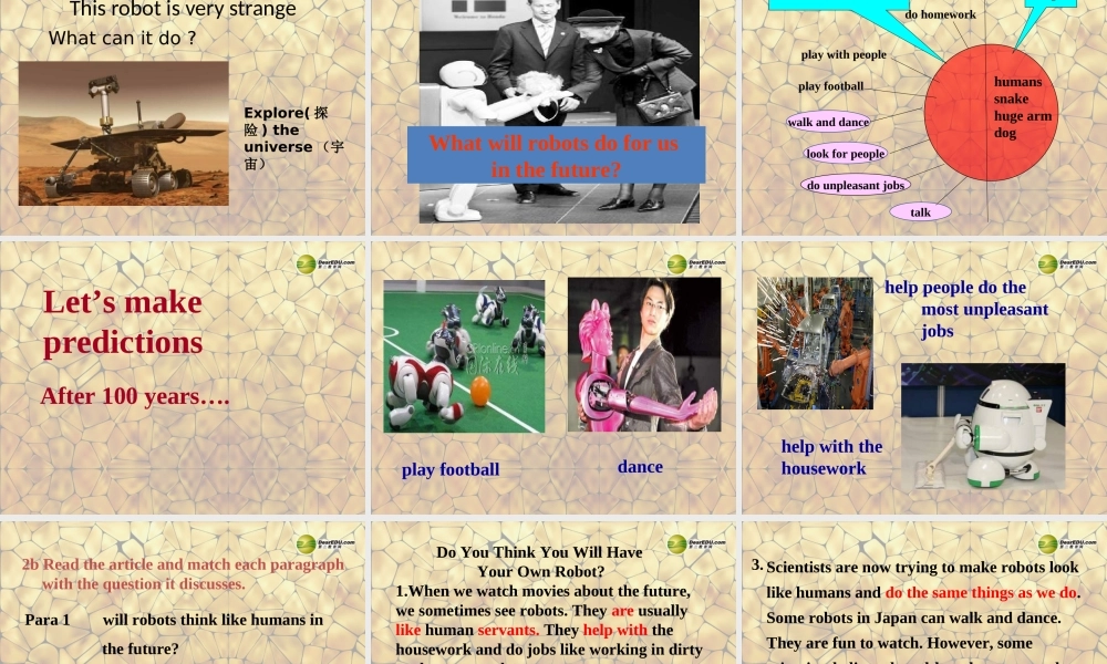 八年级英语上册 Unit 7 Will people have robots Section B-2a-4课件.ppt