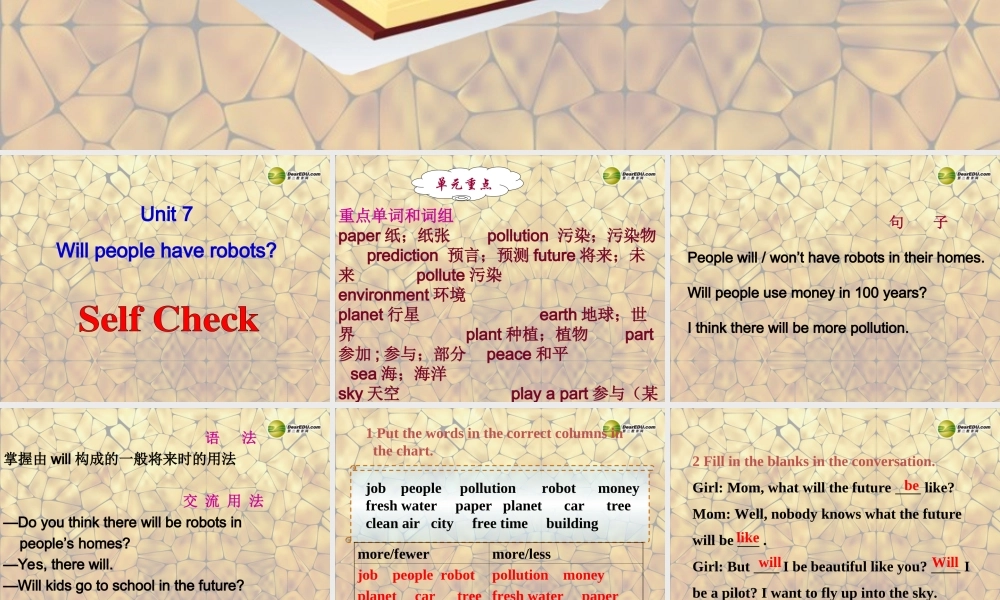 八年级英语上册 Unit 7 Will people have robots Section B-selfcheck课件.ppt