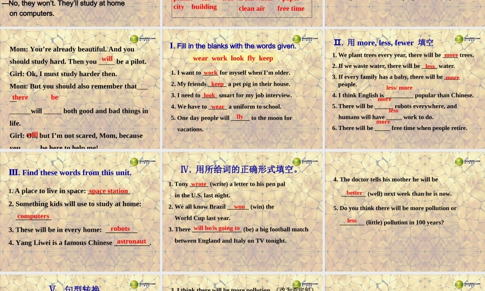 八年级英语上册 Unit 7 Will people have robots Section B-selfcheck课件.ppt