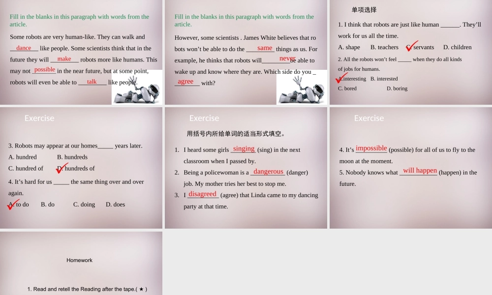 八年级英语上册 Unit 7 Will people have robots Section B（2a-2e）课件.ppt