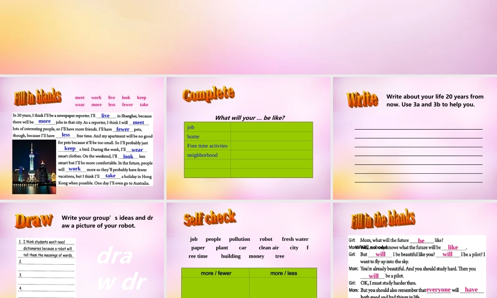 八年级英语上册 Unit 7 Will people have robots Section B（3a-eslf check）课件.ppt