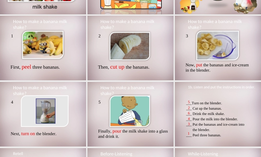 八年级英语上册 Unit 8 How do you make a banana milk shake Section A（1a-2c）课件.ppt