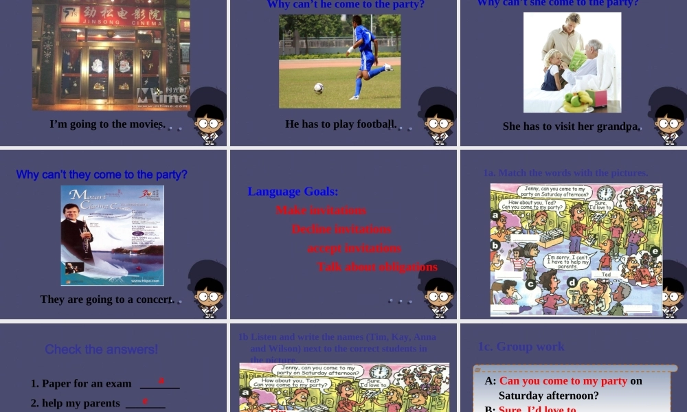 八年级英语上册 Unit 9 Can you come to my party Section A 1课件.ppt