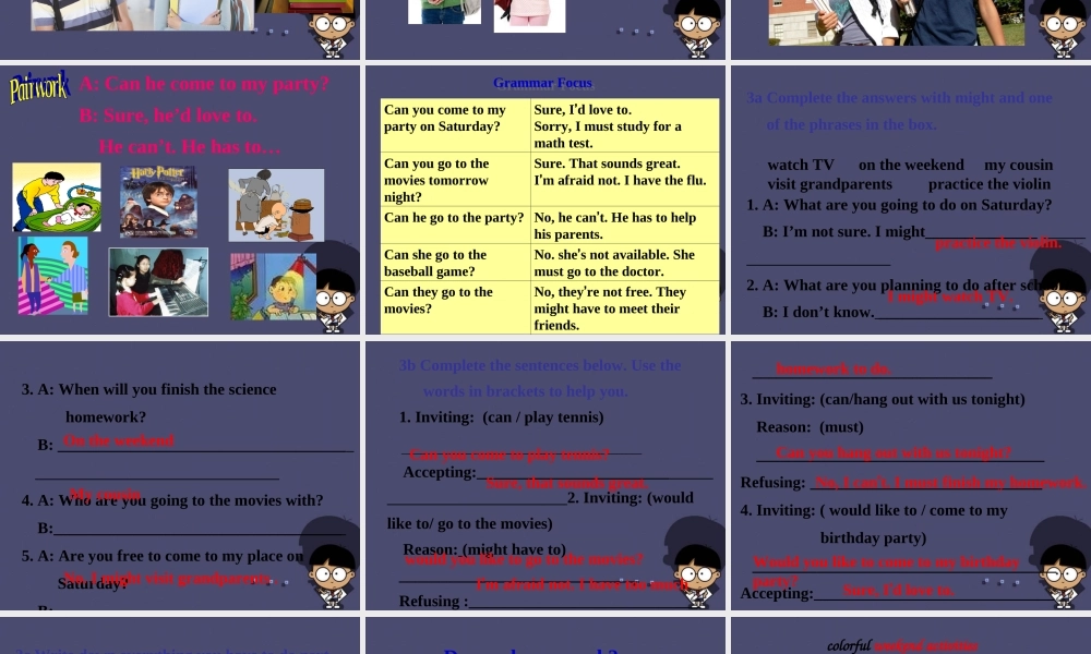 八年级英语上册 Unit 9 Can you come to my party Section A 3课件.ppt