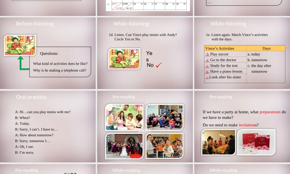 八年级英语上册 Unit 9 Can you come to my party Section B（1a-2e）课件.ppt