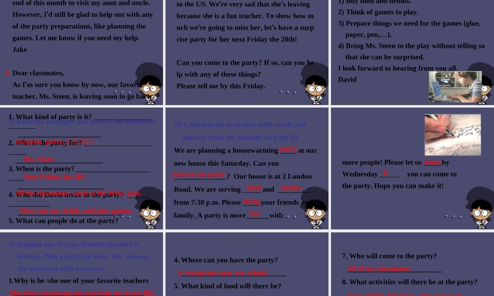 八年级英语上册 Unit 9 Can you come to my party Section B 2课件.ppt