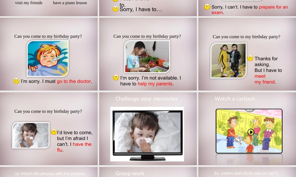 八年级英语上册 Unit 9 Can you come to my party Section A（1a-2d）课件.ppt