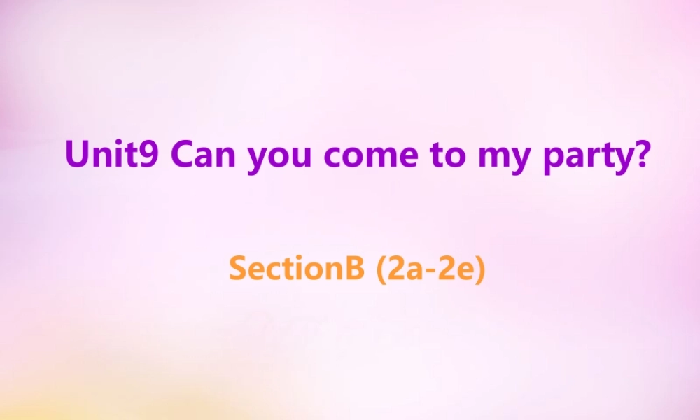 八年级英语上册 Unit 9 Can you come to my party Section B（2a-2e）课件.ppt