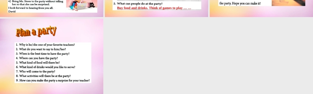 八年级英语上册 Unit 9 Can you come to my party Section B（2a-2e）课件.ppt