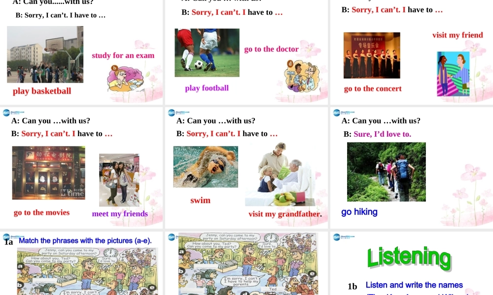 八年级英语上册 Unit 9 Can you come to my party（SectionA Period1）课件.ppt