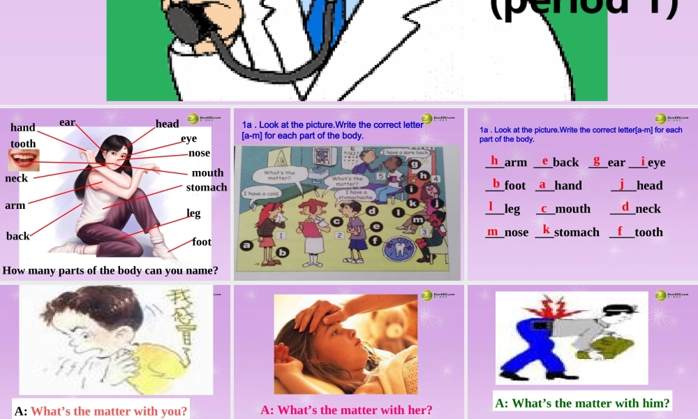 八年级英语下册 Unit 1 What's the matter？Section A period 1(1a-1c)课件 .ppt