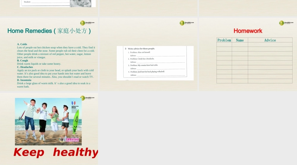 八年级英语下册 Unit 1 What’s the matter Period 4课件 .ppt