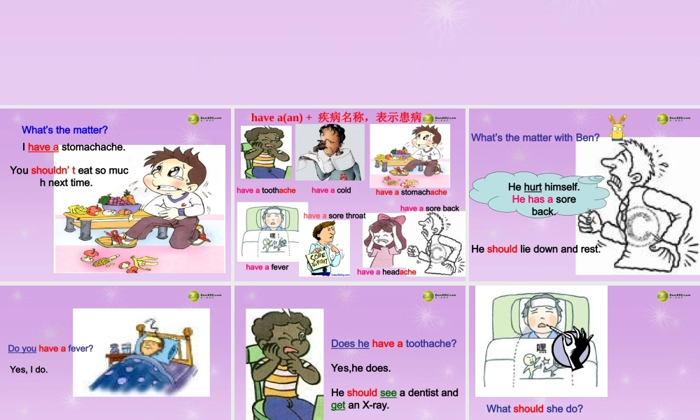 八年级英语下册 Unit 1 What’s the matter？Section A 4a 教学课件 .ppt