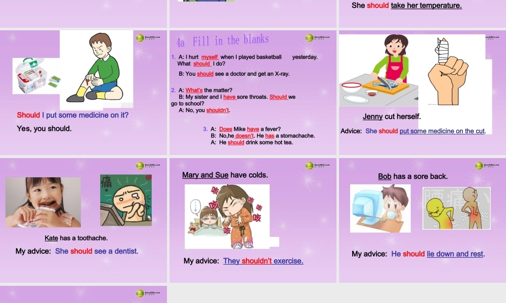 八年级英语下册 Unit 1 What’s the matter？Section A 4a 教学课件 .ppt