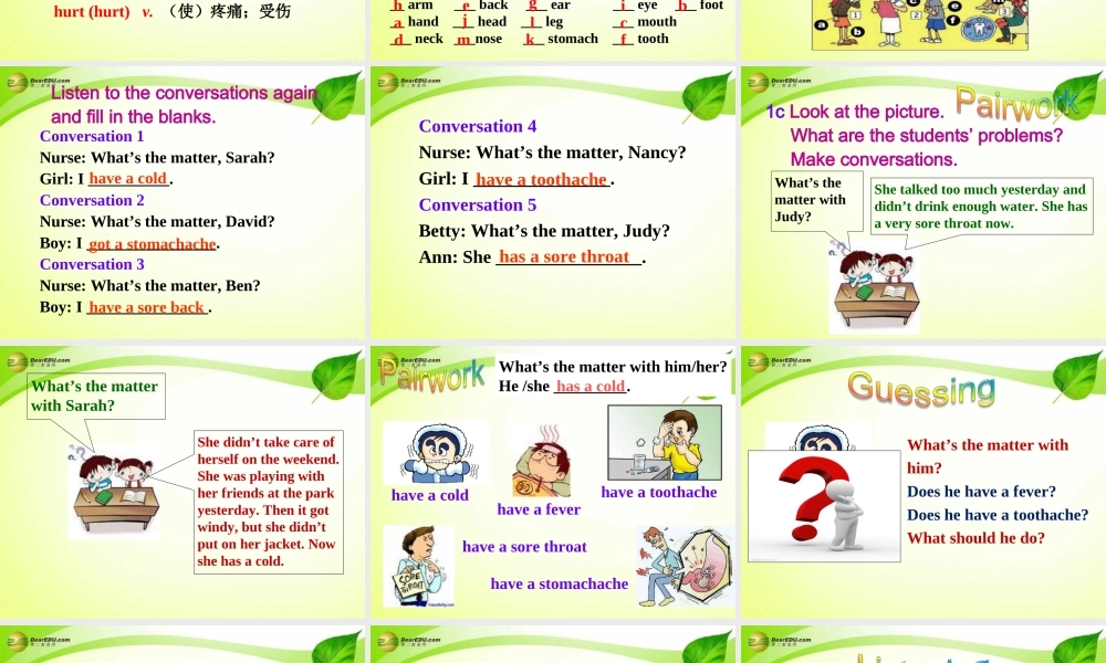 八年级英语下册 Unit 1 What’s the matter？Section A(1a-2d)精品课件 .ppt