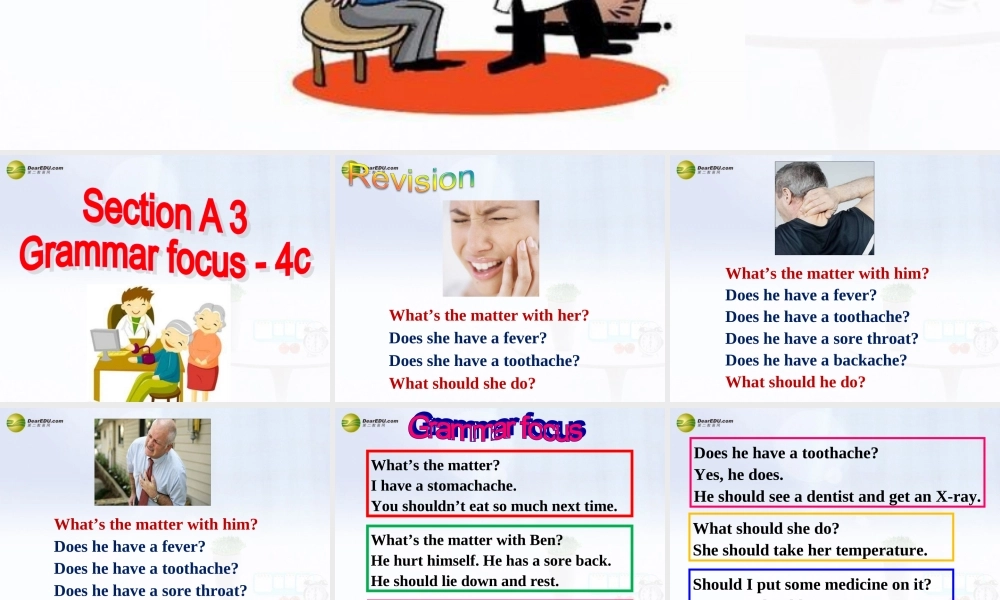 八年级英语下册 Unit 1 What’s the matter？Section A(Grammar Focus-4c)精品课件 .ppt