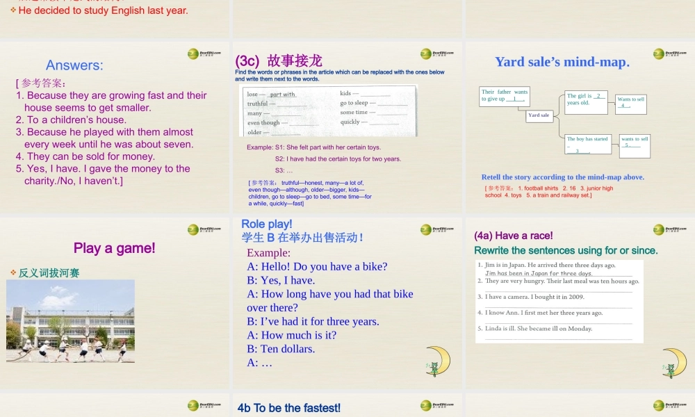 八年级英语下册 Unit 10 I’ve had this bike for three years Period 2课件 .ppt