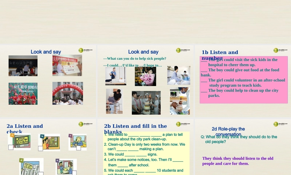 八年级英语下册 Unit 2 I’ll help to clean up the city parks Period 1课件 .ppt