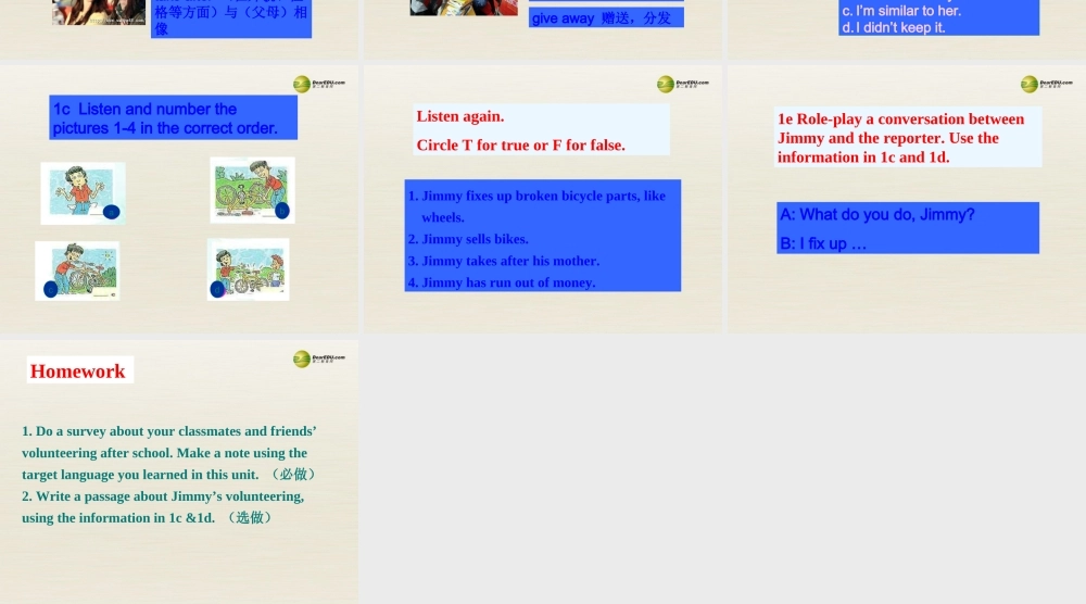 八年级英语下册 Unit 2 I’ll help to clean up the city parks Period 3课件 .ppt