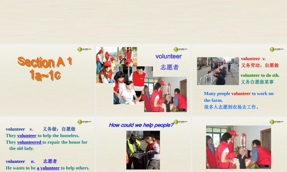 八年级英语下册 Unit 2 I’ll help to clean up the city parks Section A 1a-1c课件 .ppt