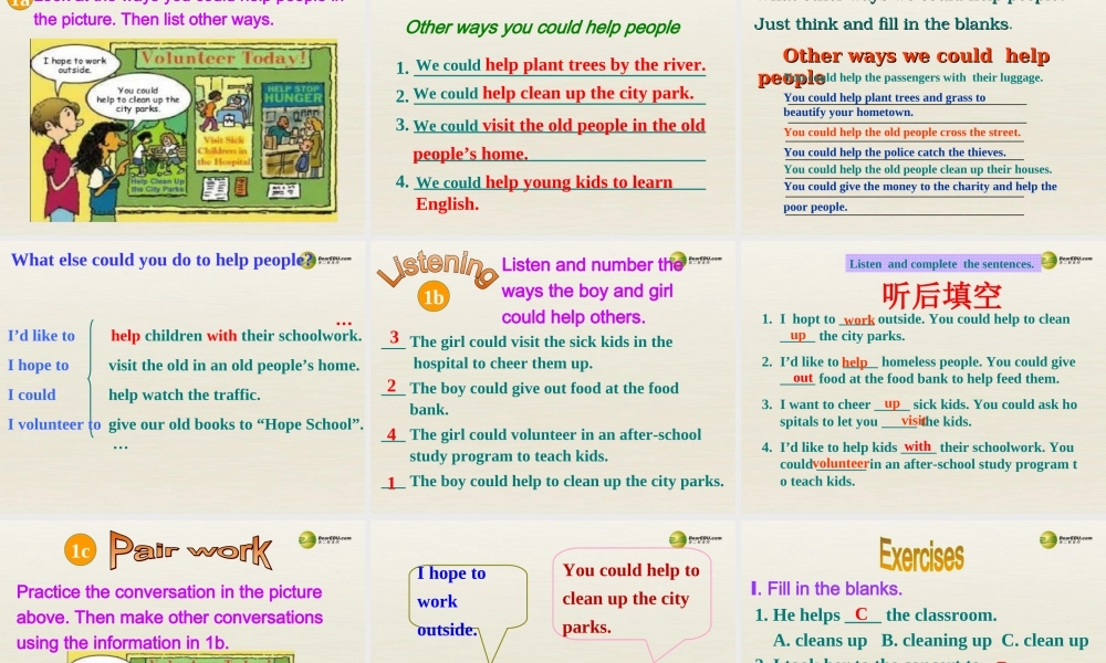 八年级英语下册 Unit 2 I’ll help to clean up the city parks Section A 1a-1c课件 .ppt