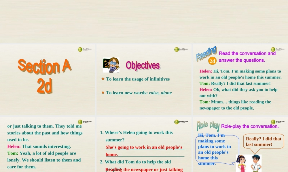 八年级英语下册 Unit 2 I’ll help to clean up the city parks Section A 2d课件 .ppt