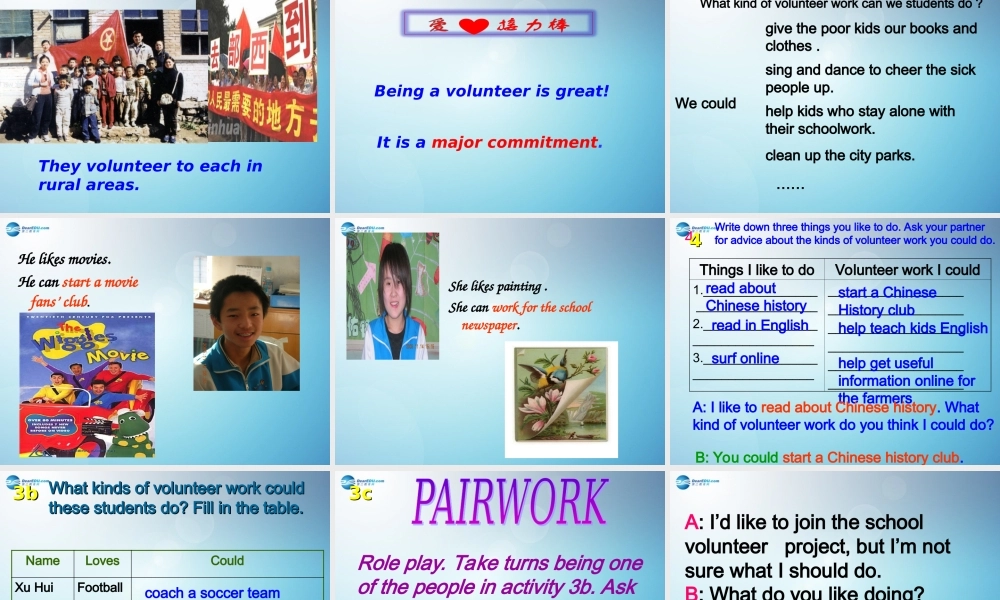 八年级英语下册 Unit 2 I’ll help to clean up the city parks Section A 3a--4课件 .ppt