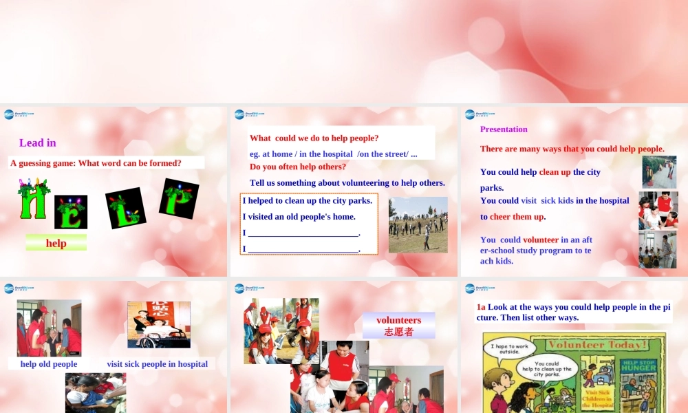 八年级英语下册 Unit 2 I’ll help to clean up the city parks Section A教学课件 .ppt