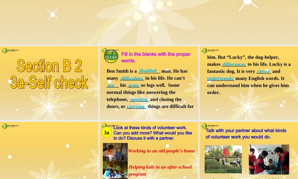 八年级英语下册 Unit 2 I’ll help to clean up the city parks Section B(3a-Self check)精品课件 .ppt