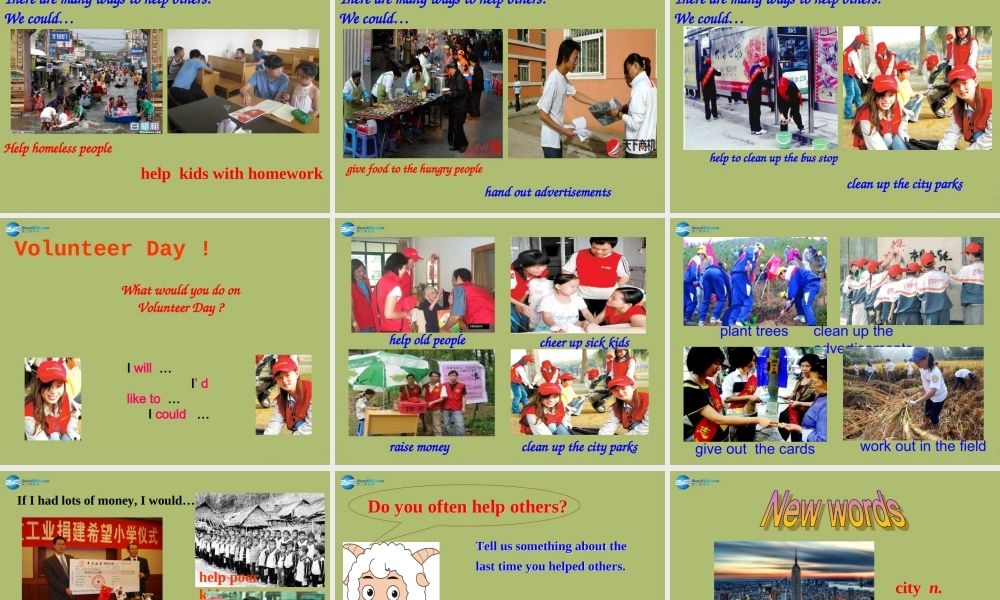 八年级英语下册 Unit 2 I’ll help to clean up the city parks课件1 .ppt