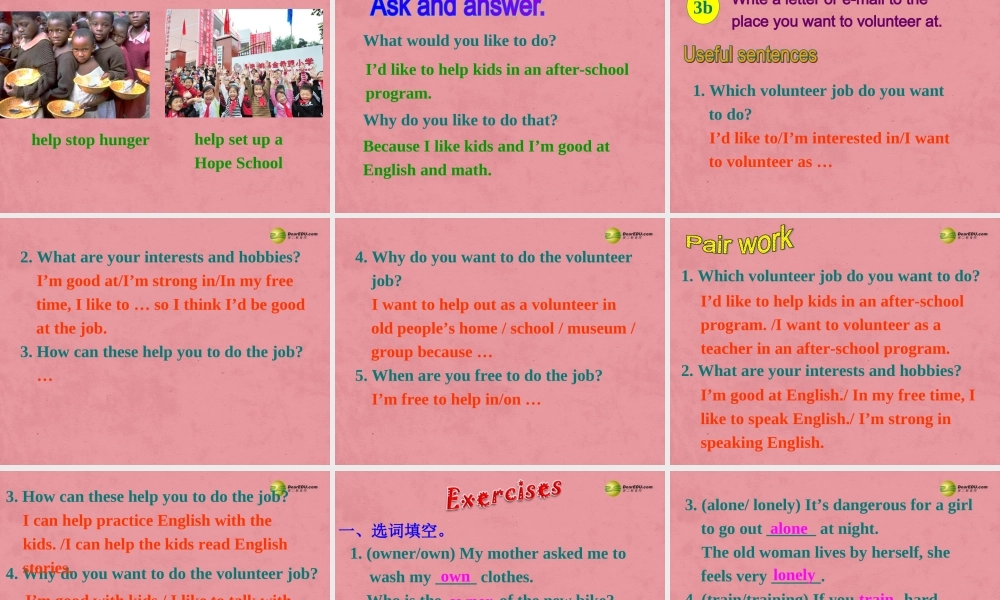 八年级英语下册 Unit 2 I’ll help to clean up the city parks Section B 3a-3c课件 .ppt