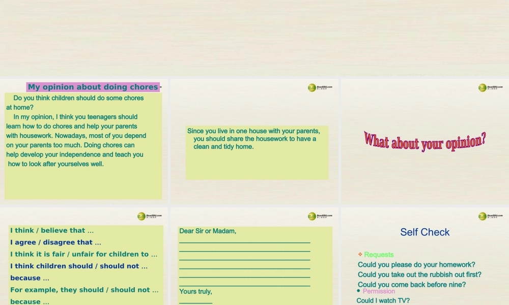 八年级英语下册 Unit 3 Could you please clean your room Period 5课件 .ppt