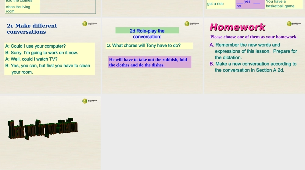 八年级英语下册 Unit 3 Could you please clean your room Period 1课件 .ppt