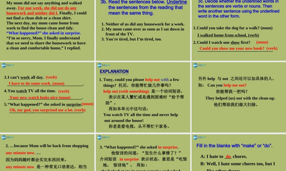 八年级英语下册 Unit 3 Could you please clean your room Section A课件1 .ppt