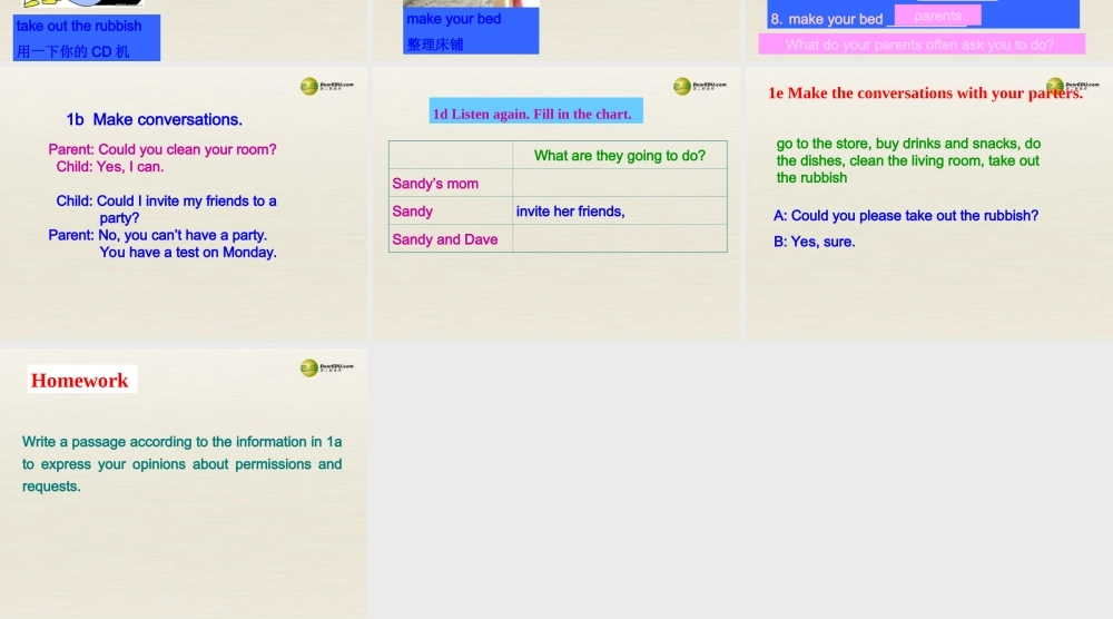 八年级英语下册 Unit 3 Could you please clean your room Period 3课件 .ppt