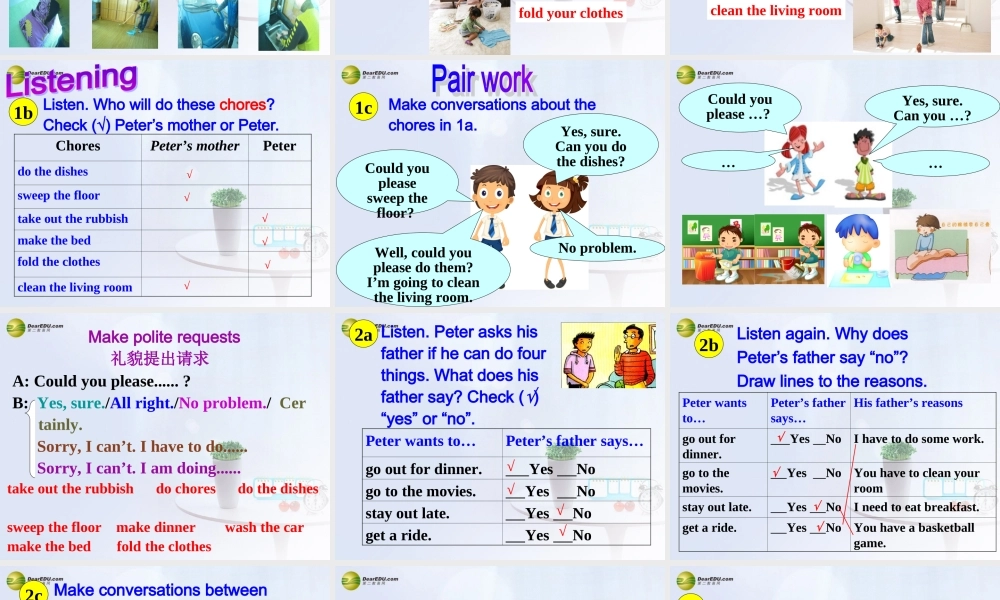 八年级英语下册 Unit 3 Could you please clean your room？Section A(1a-2d)精品课件 .ppt