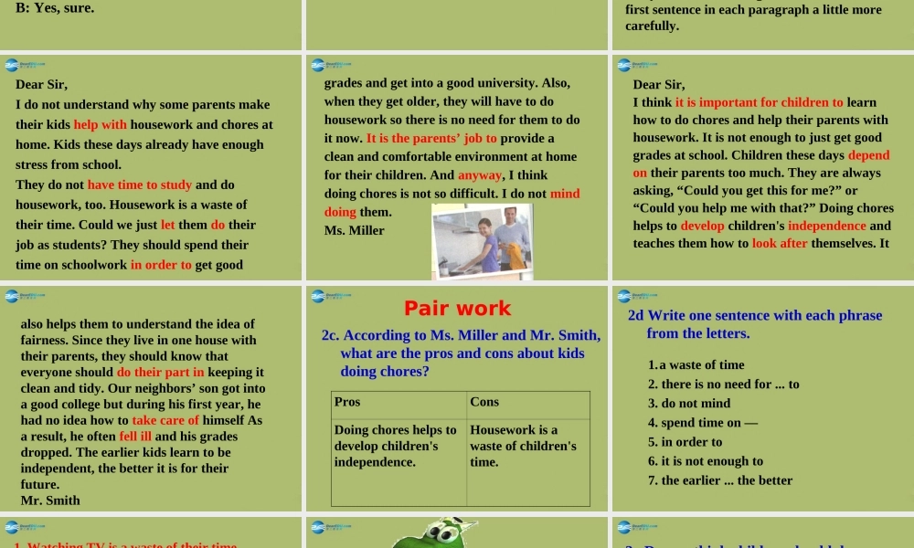 八年级英语下册 Unit 3 Could you please clean your room Section B课件 .ppt