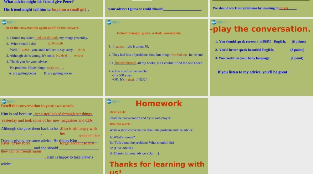 八年级英语下册 Unit 4 Why don't you talk to your parents Section A课件 .ppt