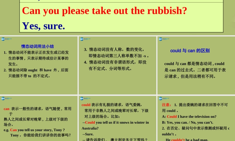 八年级英语下册 Unit 3 Could you please clean your room Section A课件2 .ppt
