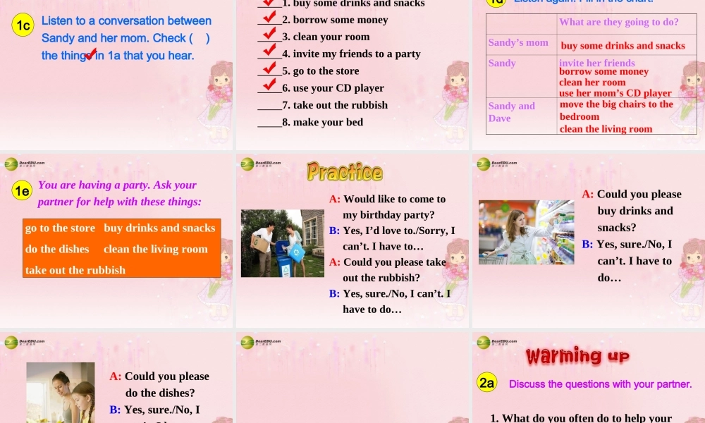 八年级英语下册 Unit 3 Could you please clean your room？Section B(1a-2e)精品课件 .ppt