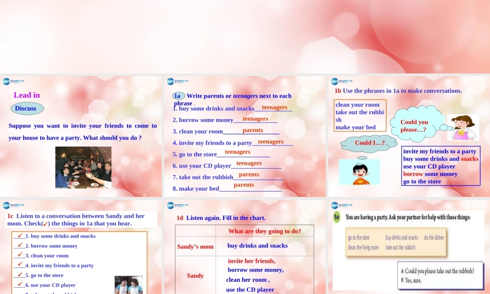 八年级英语下册 Unit 3 Could you please clean your room Section B教学课件 .ppt