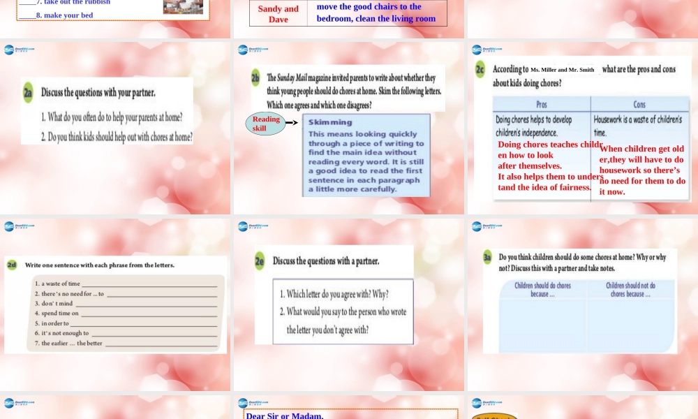 八年级英语下册 Unit 3 Could you please clean your room Section B教学课件 .ppt