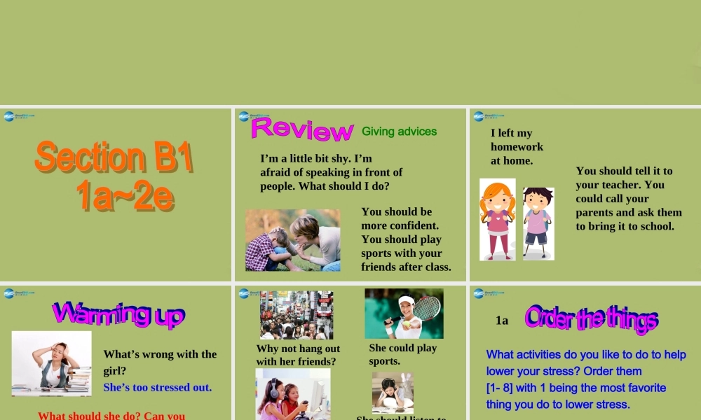 八年级英语下册 Unit 4 Why don't you talk to your parents Section B课件 .ppt