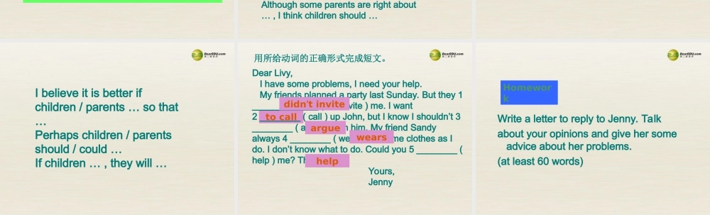 八年级英语下册 Unit 4 Why don’t you talk to your parents Period 5课件 .ppt